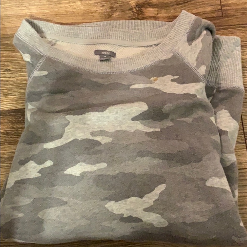Aerie Gray Camo Pullover Sweatshirt